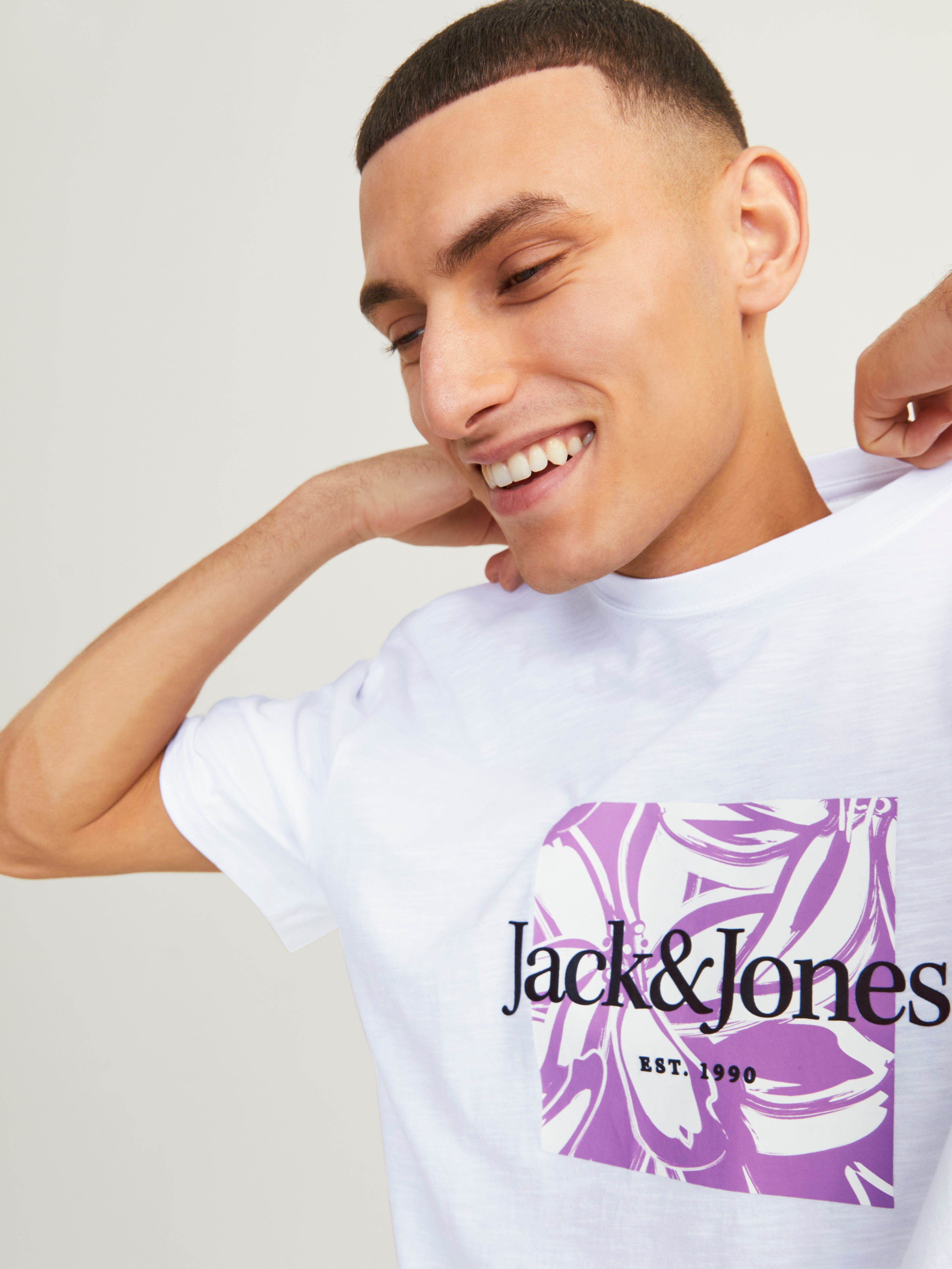 T-Shirt Jack & Jones Uomo - Logo Frontale Cotone Comfort Girocollo - Foto 6