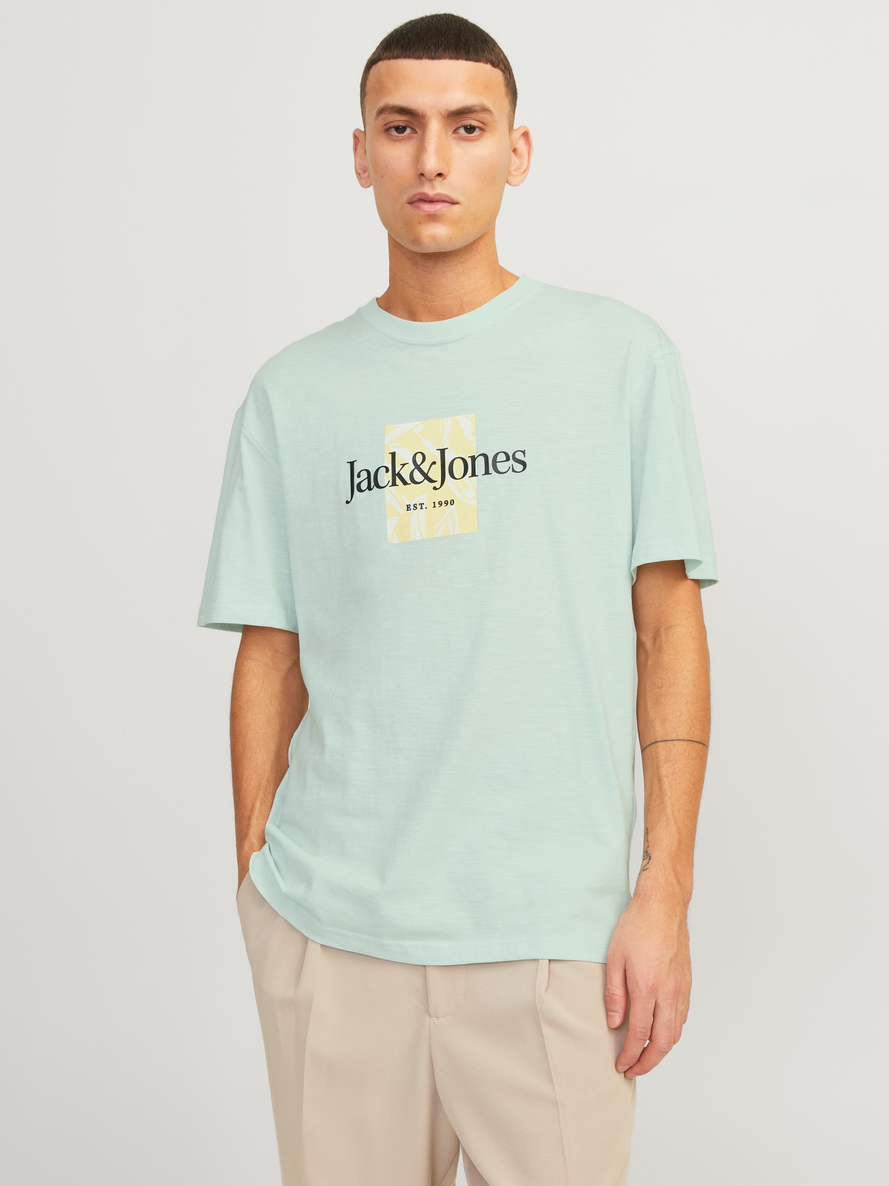 Jack & Jones Logo Crew neck T-shirt -Skylight - 12250436