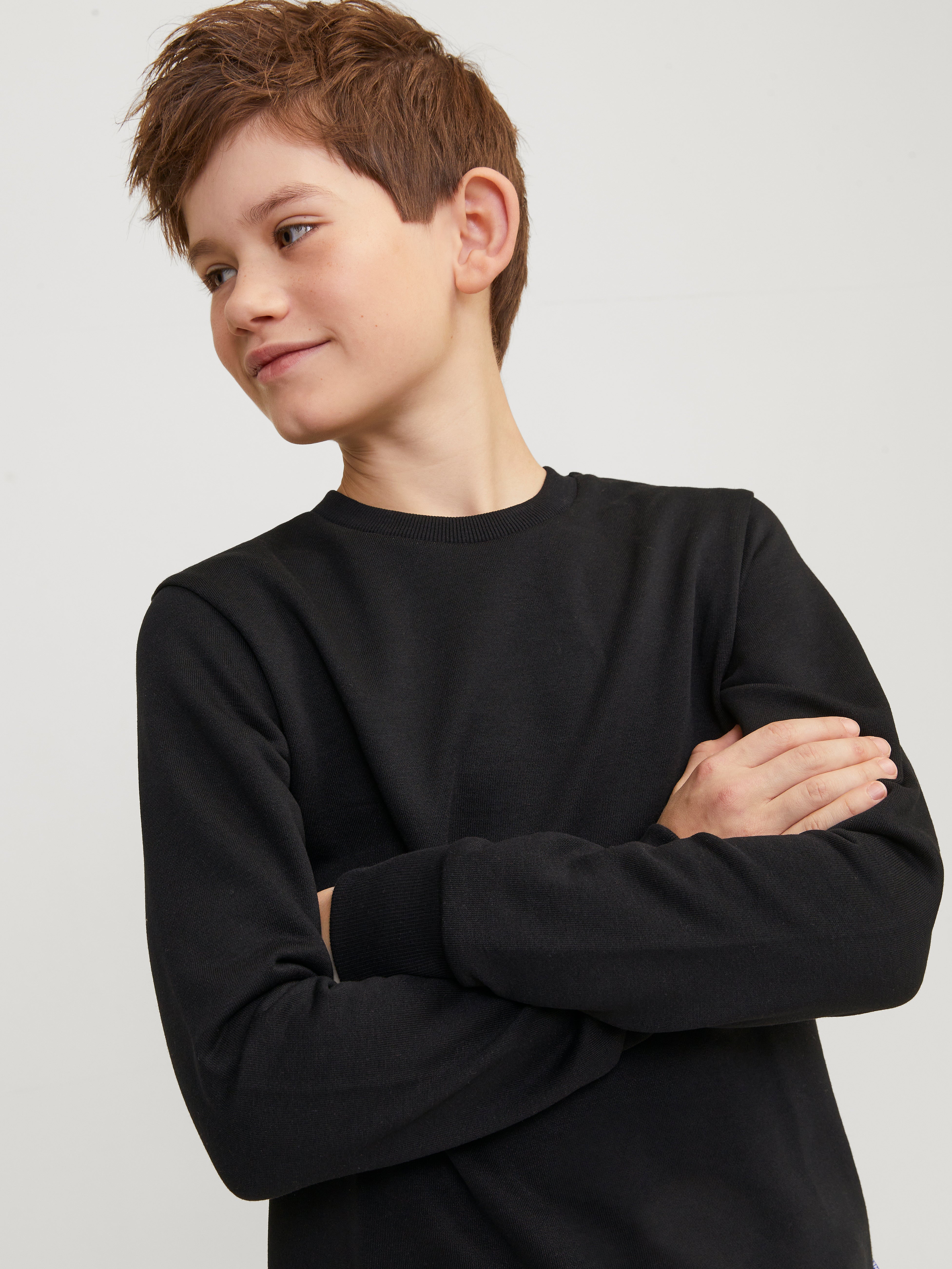 Boys black on sale crew neck jumper