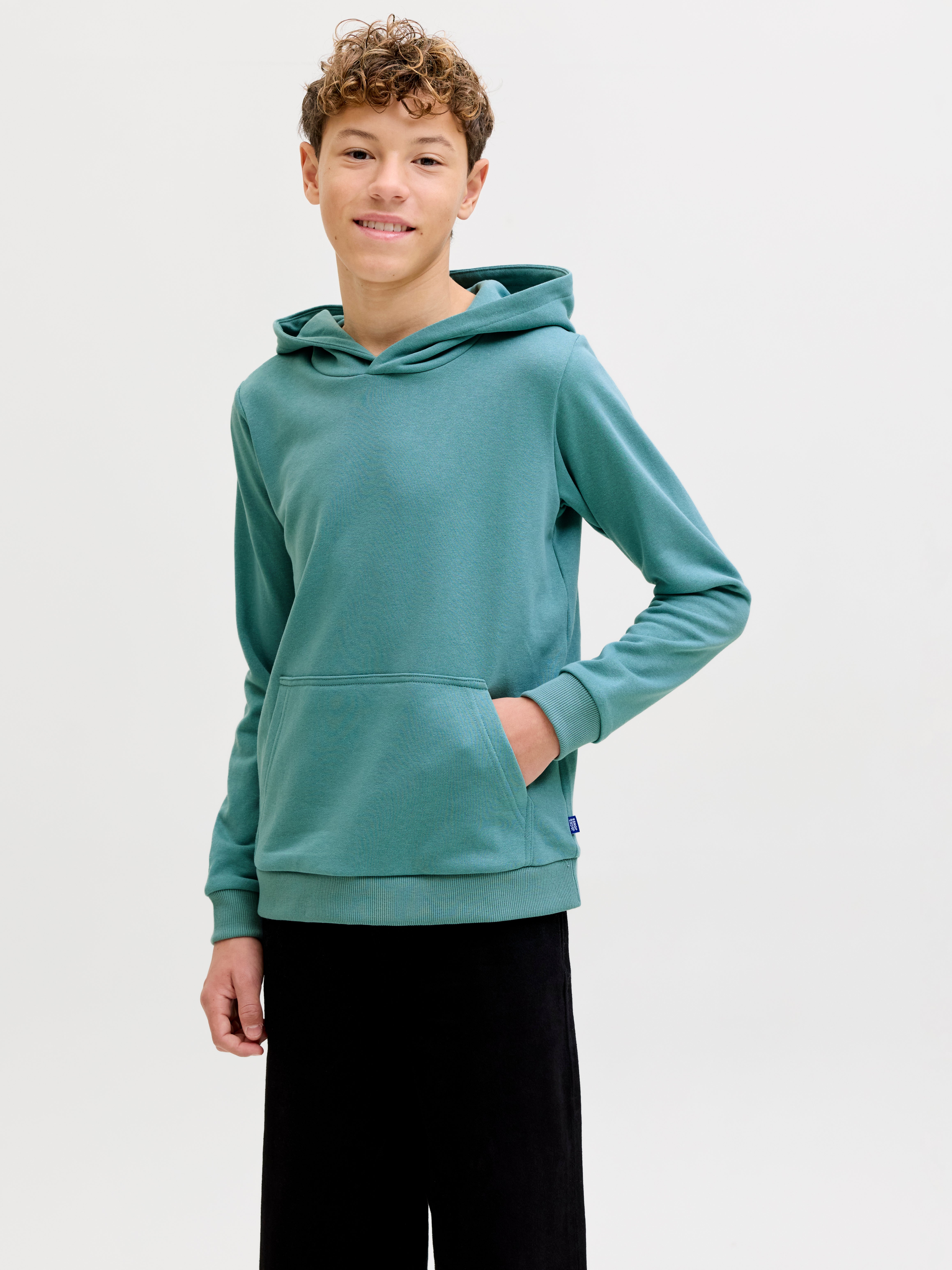 Einfarbig Kapuzenpullover Junior