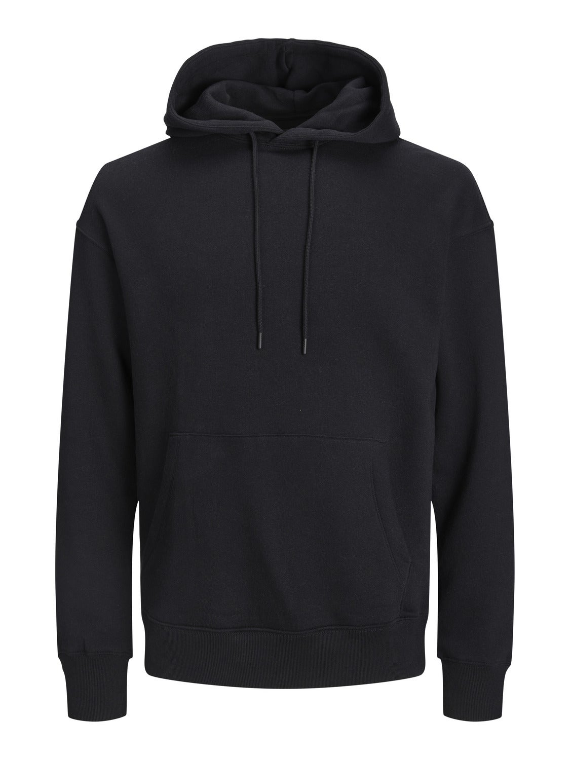 Plus Size Plain Hoodie Black Jack Jones