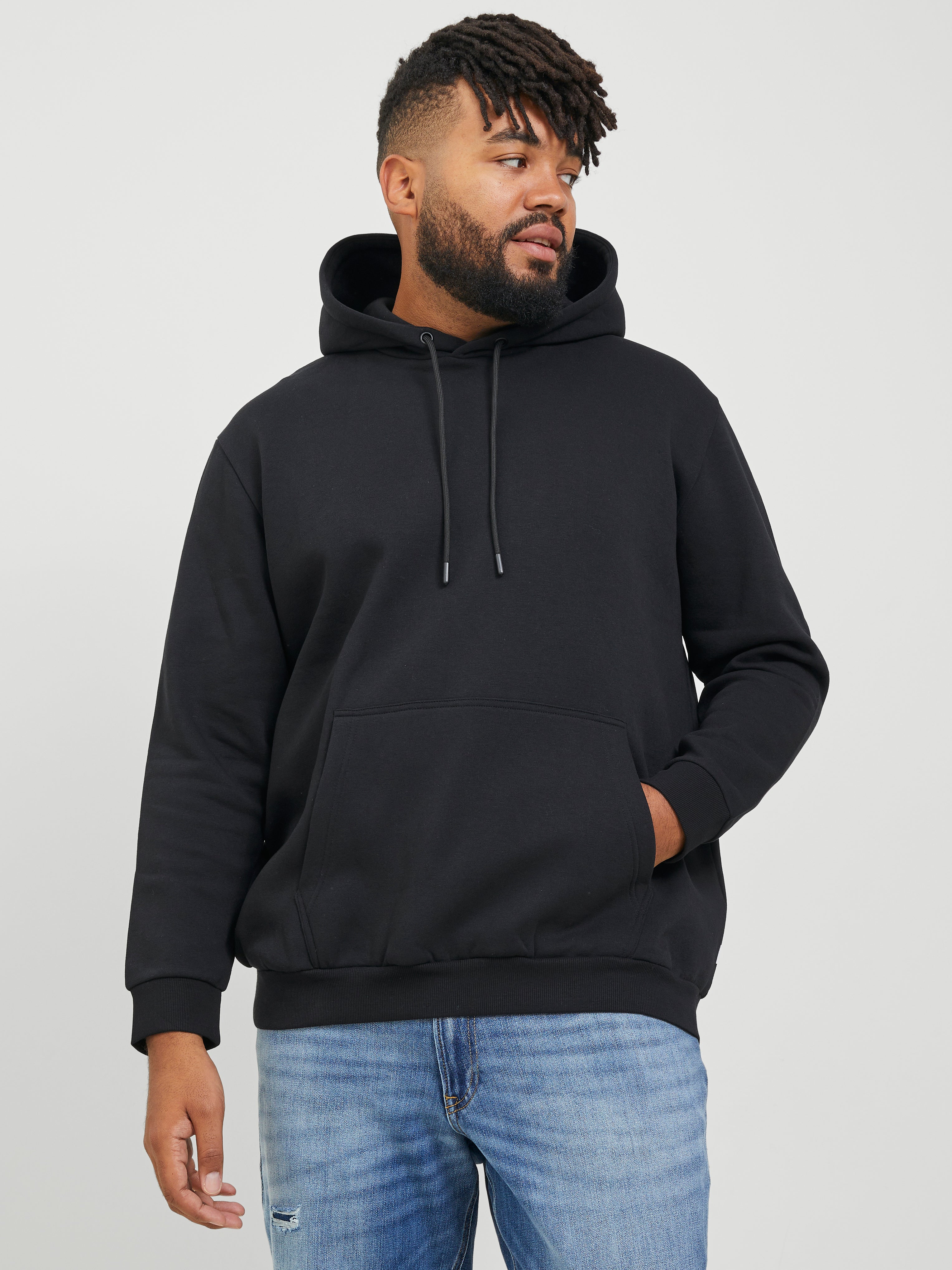 Jack & Jones Plus Size Plain Hoodie - 12250595