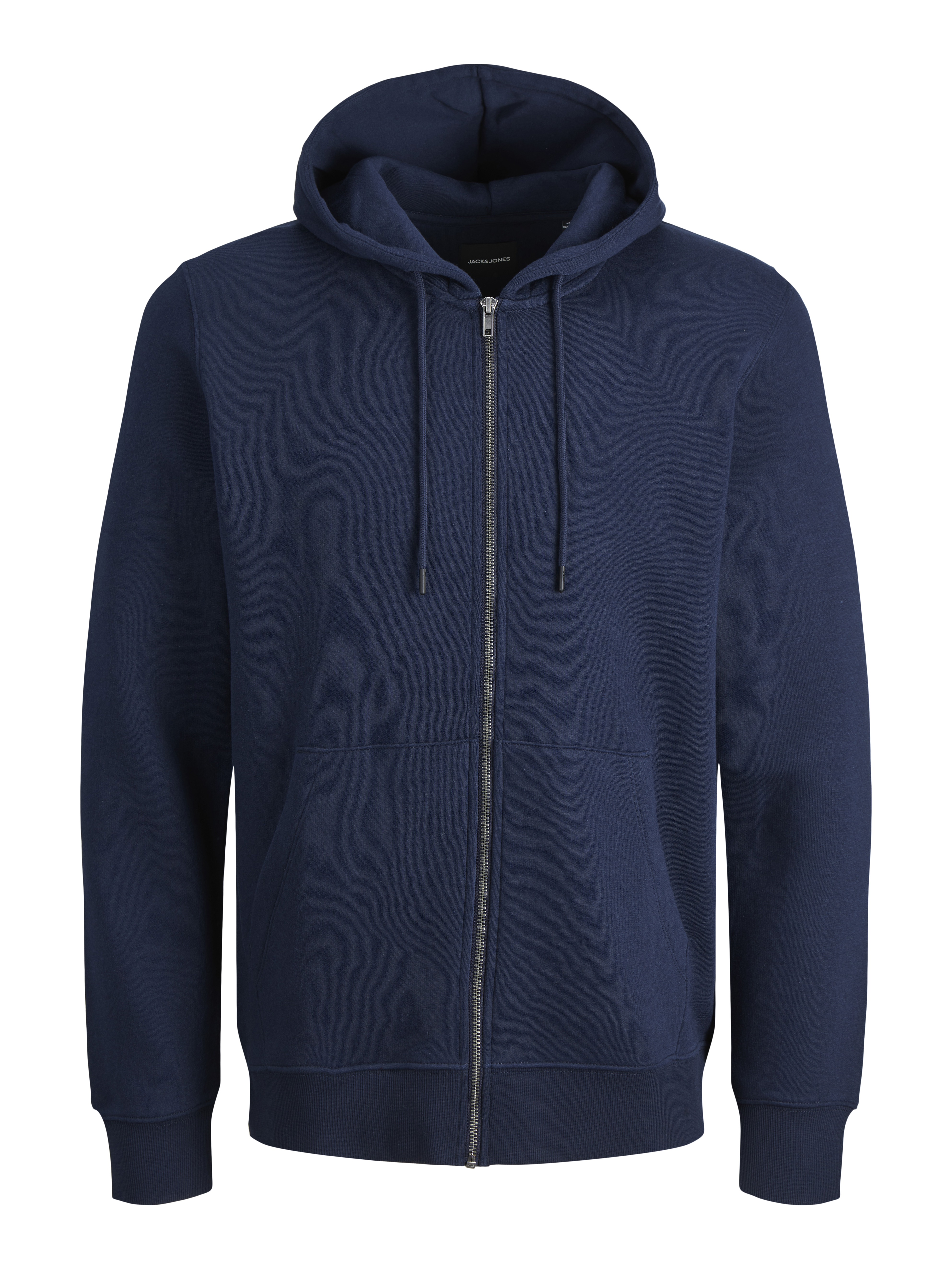 Plus Size Plain Zip Hoodie Dark Blue Jack Jones