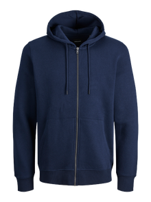 Jack & Jones Plus Size Yksivärinen Vetoketjullinen huppari -Navy Blazer - 12250596