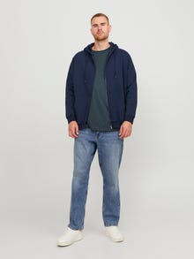 Jack & Jones Plus Size Yksivärinen Vetoketjullinen huppari -Navy Blazer - 12250596