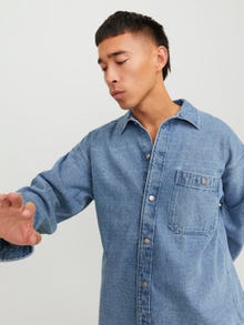 Jack & Jones Wide Fit Denim skjorte -Light Blue Denim - 12250602
