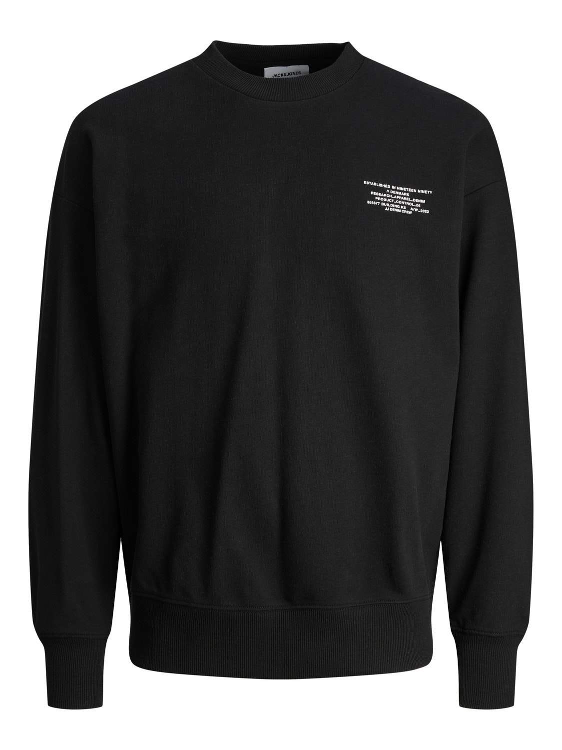 Jack & Jones Printed Crew neck Sweatshirt -Black - 12250647