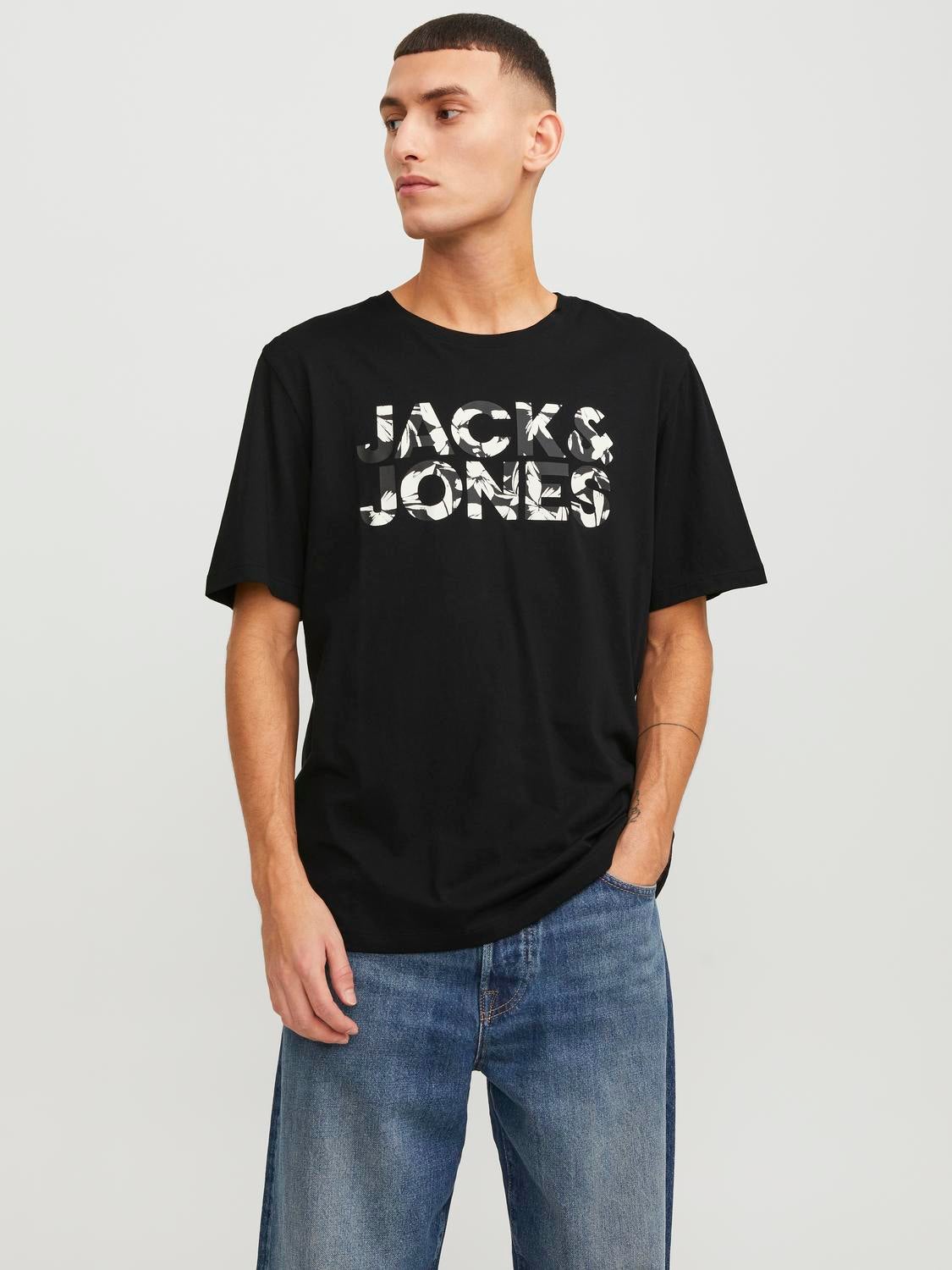 T-shirt Imprimé Col Rond - Jack & Jones - Modalova
