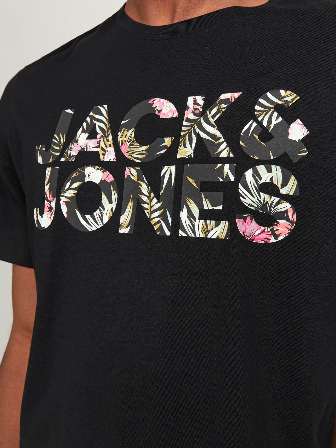 Jack & Jones Logo Pyöreä pääntie T-paita -Carbon - 12250683