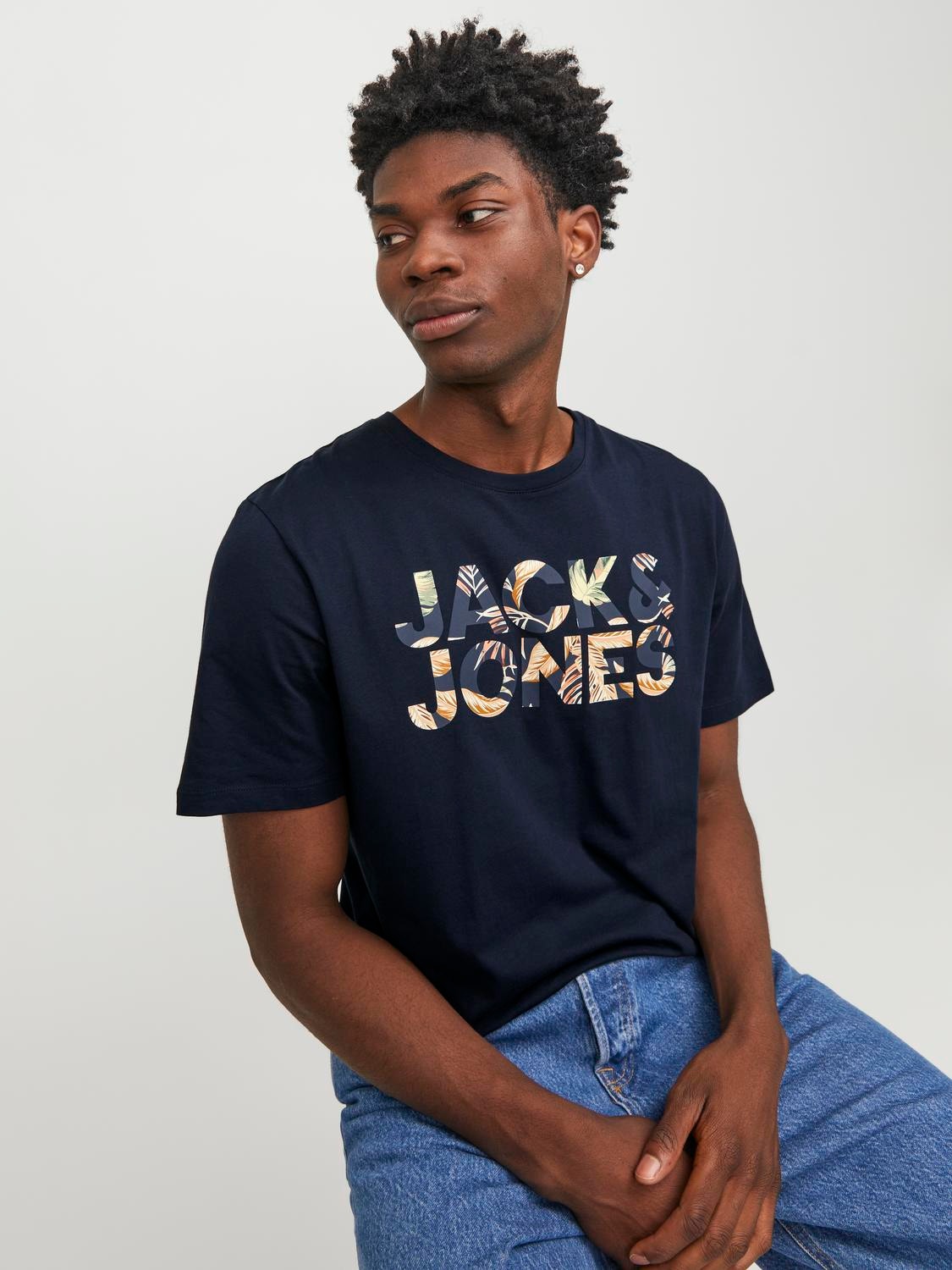 Jack & Jones Logo O-hals T-skjorte -Navy Blazer - 12250683