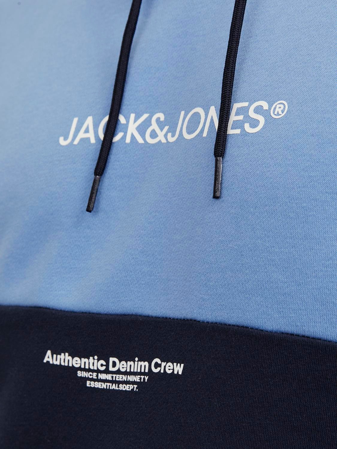Jack & Jones - Sweat à capuche et logo - Bleu