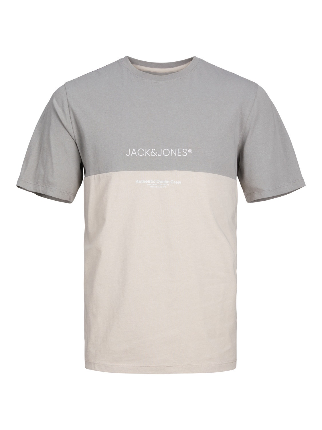 Jack & Jones Logotipas Apskritas kaklas Marškinėliai -Ultimate Grey - 12250703
