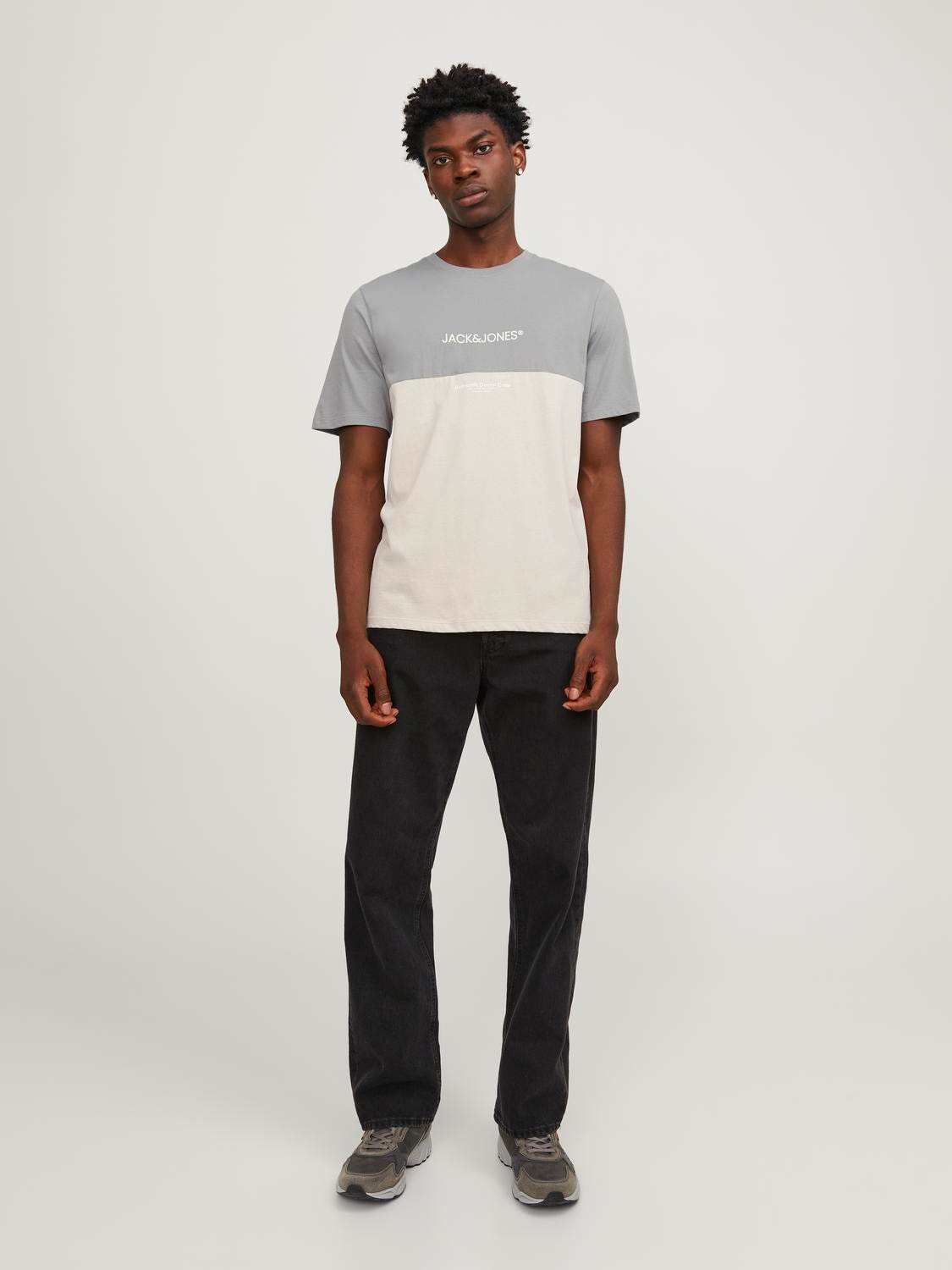 Jack & Jones Logo Kruhový výstřih Tričko -Ultimate Grey - 12250703