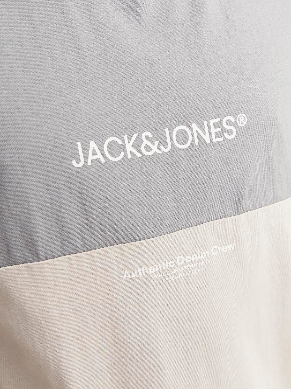 Jack & Jones Logo Pyöreä pääntie T-paita -Ultimate Grey - 12250703