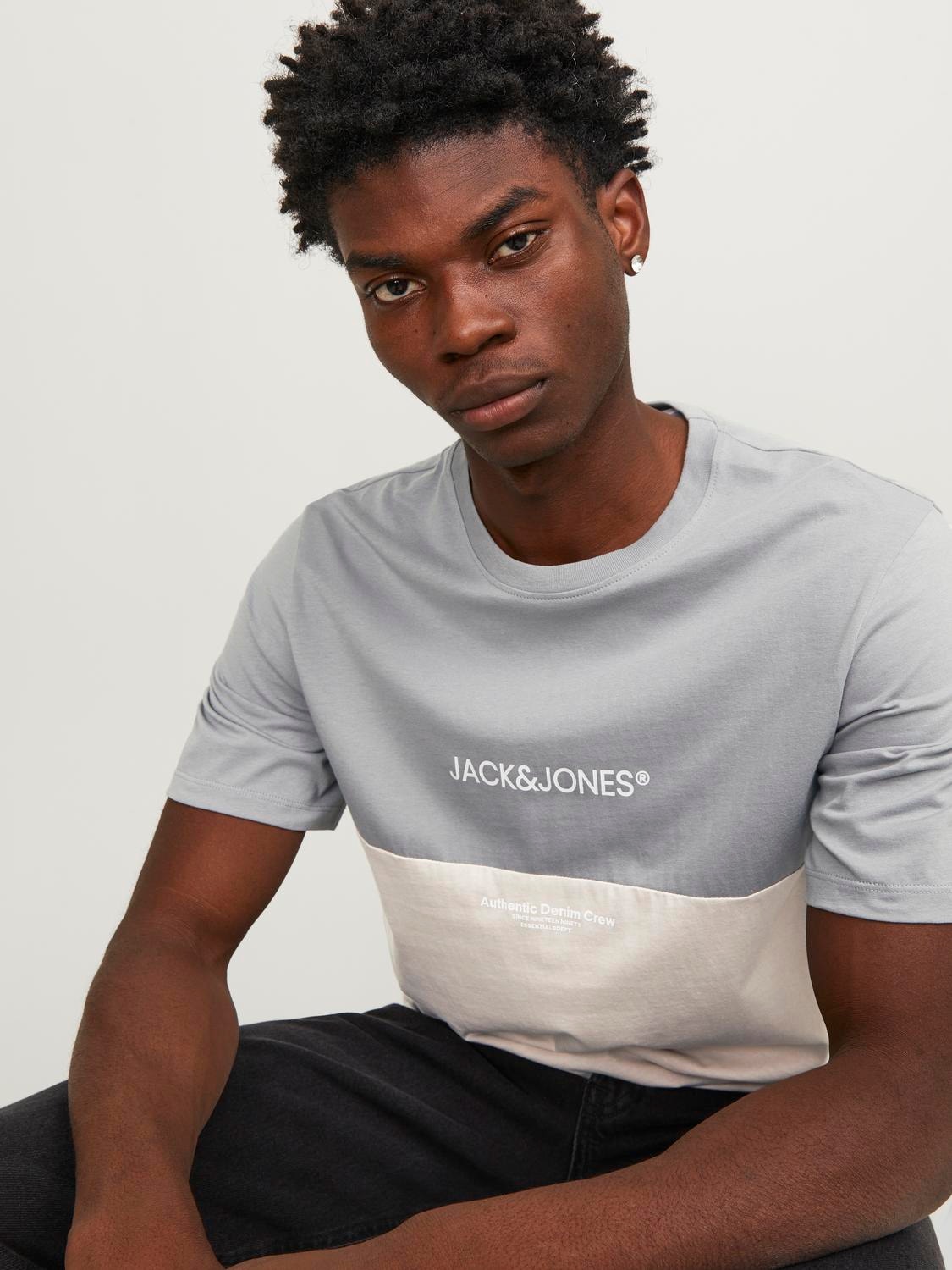 Jack & Jones Logo Kruhový výstřih Tričko -Ultimate Grey - 12250703