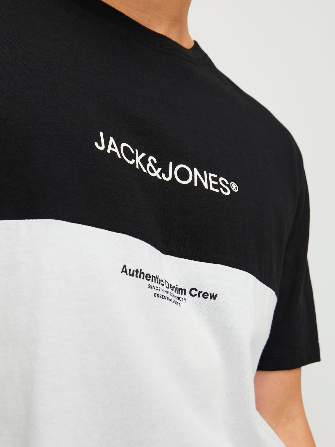 Jack & Jones Logo Ümmargune kaelus T-särk -Black - 12250703
