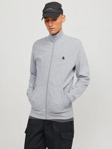 Jack & Jones Logo Sweatshirt mit Reißverschluss -Light Grey Melange - 12250737