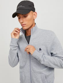 Jack & Jones Logo Sweatshirt mit Reißverschluss -Light Grey Melange - 12250737
