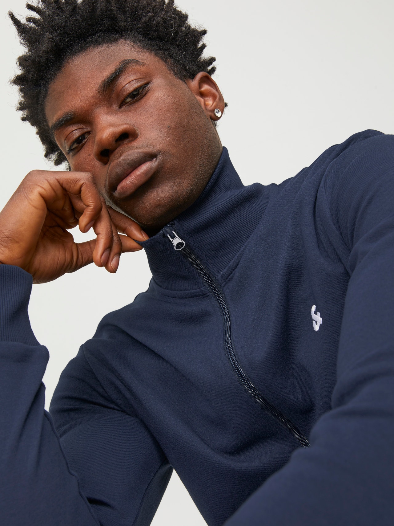Sweat-shirt Jack & Jones Mi-fermeture éclair - Coupe Relaxed - Homme - 61% Polyester 39% Coton