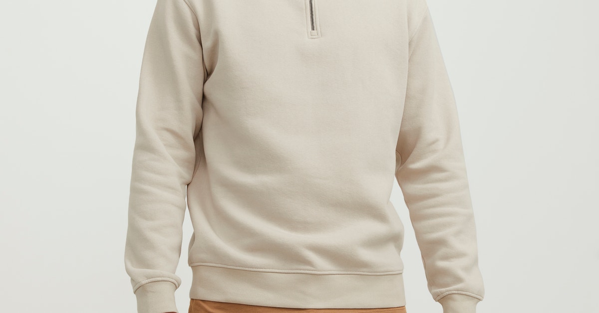 Prenda Casual Cuello Alto Sudadera Koton Mujer Con Media Cremallera - Manga Larga, Cuello Alto Y Diseño A Rayas Sudadera Media Cremallera
