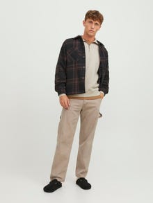 Jack & Jones Plain Half Zip Sweatshirt -Moonbeam - 12250747