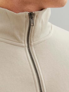 Jack & Jones Plain Half Zip Sweatshirt -Moonbeam - 12250747