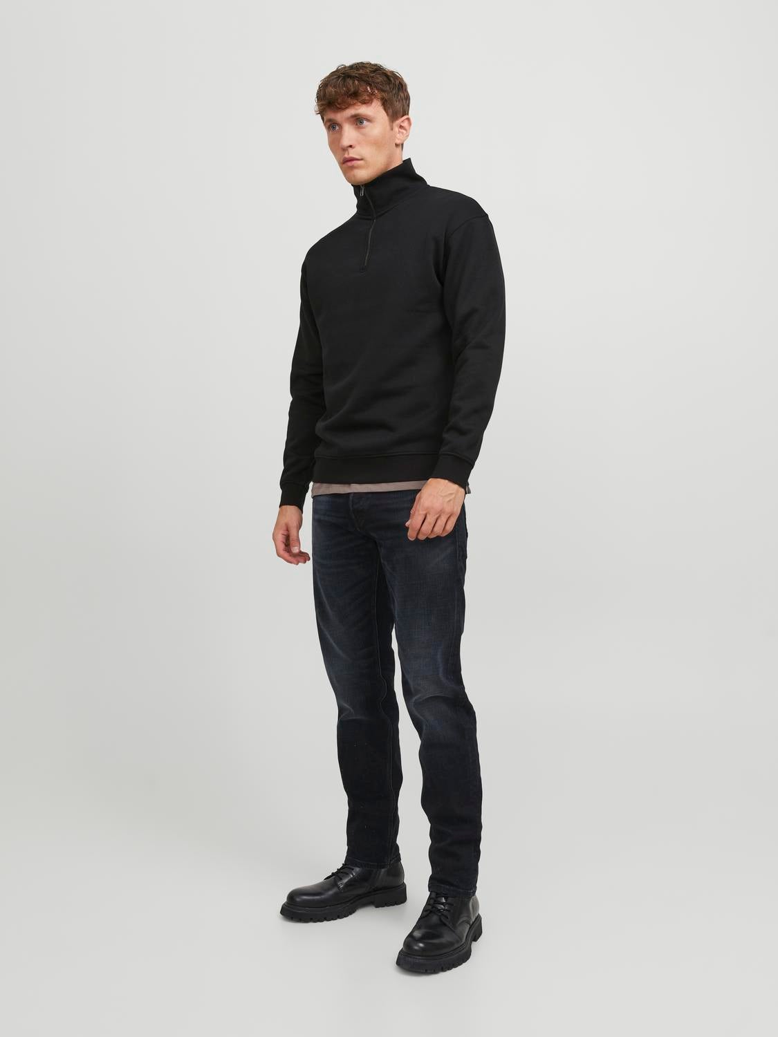 Einfarbig Sweatshirt mit halbem Reißverschluss