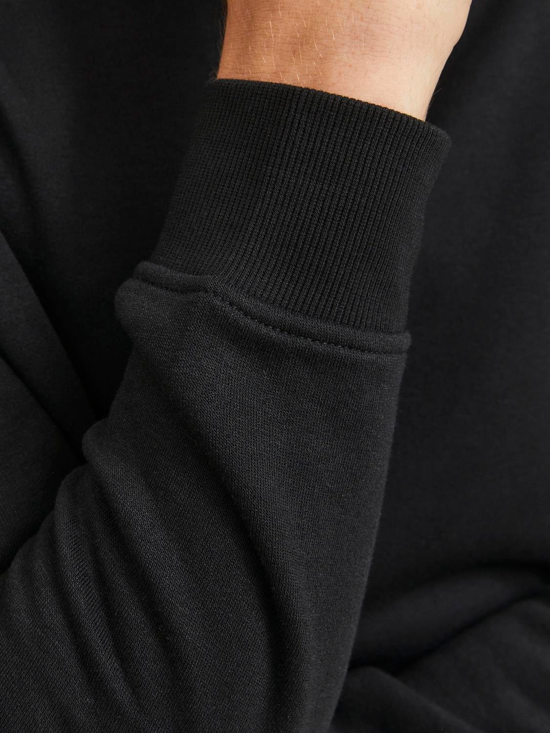 Jack & Jones Ensfarvet Sweatshirt med halv lynlås -Black - 12250747