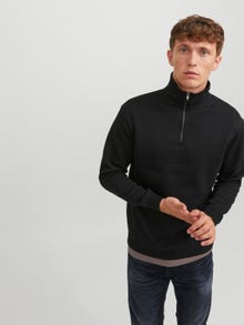 Jack & Jones Plain Half Zip Sweatshirt -Black - 12250747