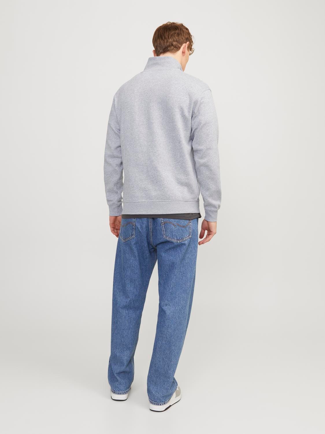 Jack & Jones Einfarbig Sweatshirt mit halbem Reißverschluss -Light Grey Melange - 12250747
