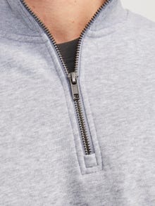 Jack & Jones Ensfarvet Sweatshirt med halv lynlås -Light Grey Melange - 12250747