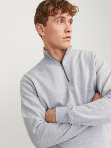 Jack & Jones Ensfarvet Sweatshirt med halv lynlås -Light Grey Melange - 12250747