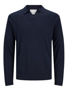 Jack & Jones Ensfarvet Striktrøje med rund hals -Night Sky - 12251018