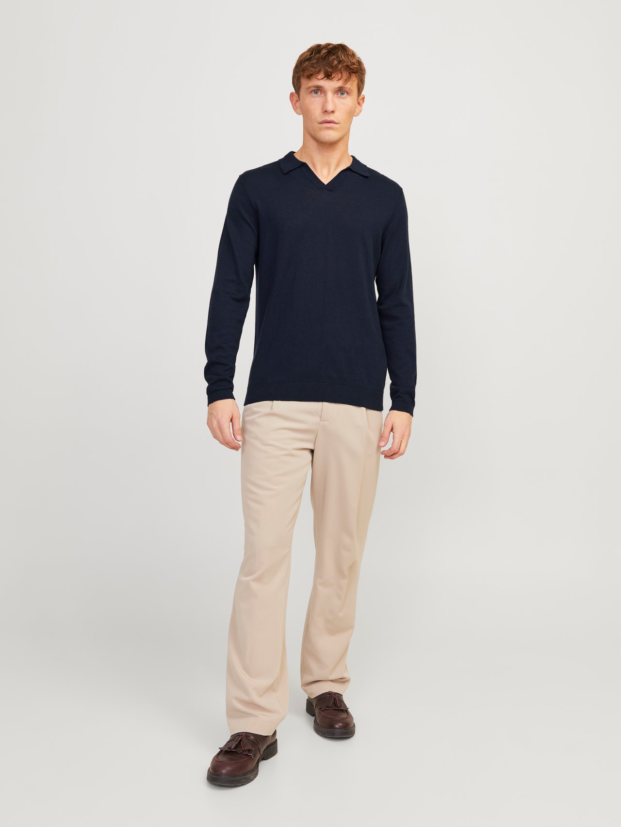 Jack & Jones Ensfarvet Striktrøje med rund hals -Night Sky - 12251018