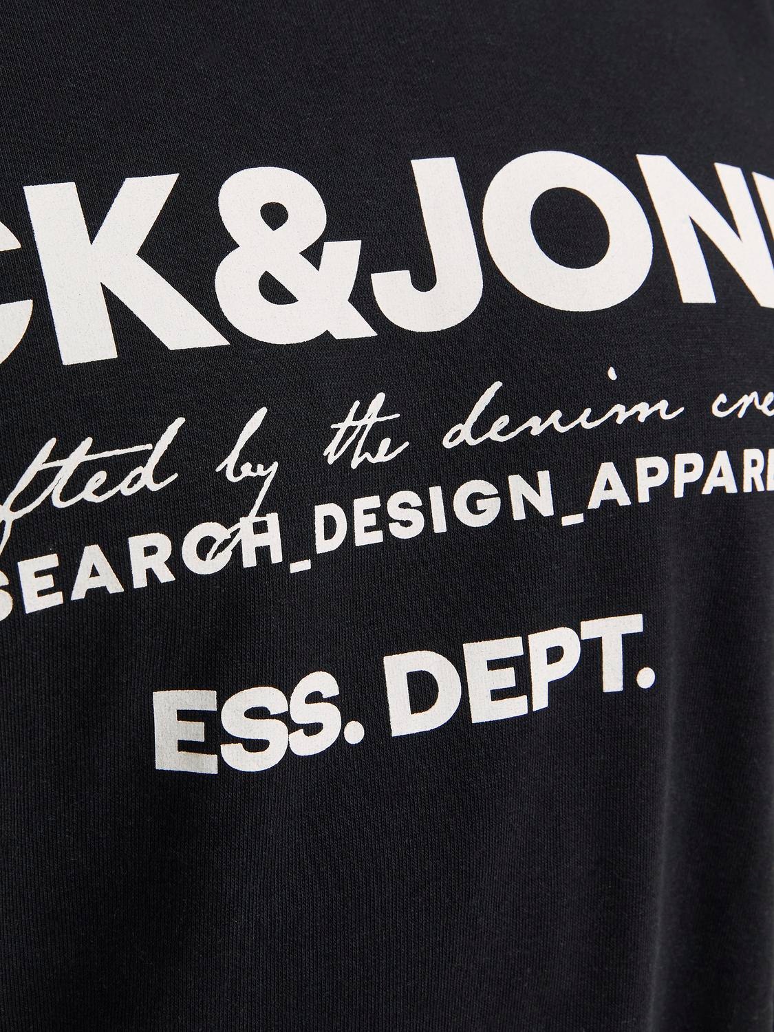 Jack & Jones Plus Size Moletom com gola redonda Estampar -Black - 12251054