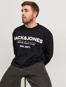 Jack & Jones Plus Size Nadruk Bluza z okrągłym dekoltem -Black - 12251054