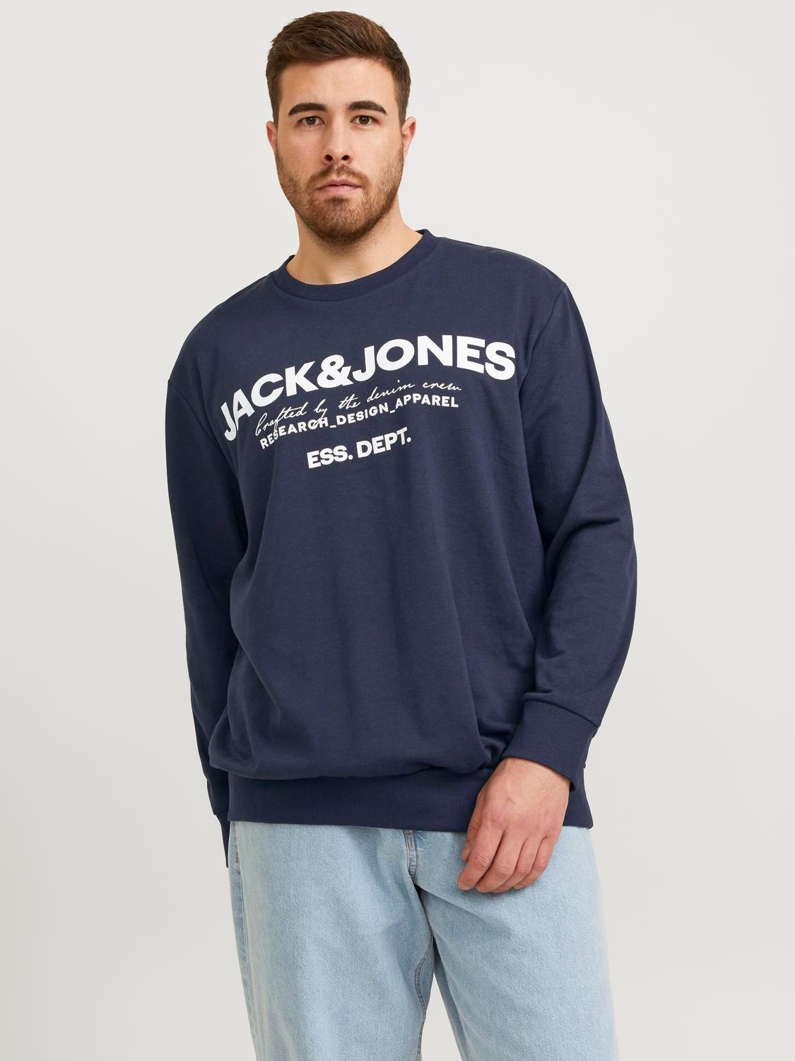 Jack & Jones Plus Size Sweat à col rond Imprimé -Navy Blazer - 12251054