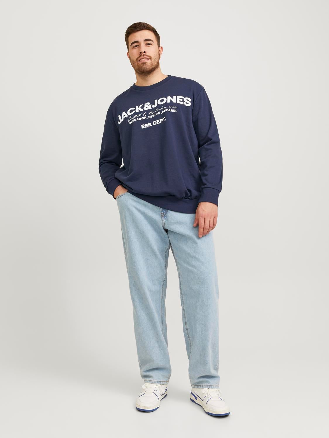Plus Size Gedruckt Sweatshirt mit Rundhals