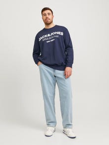 Jack & Jones Plus Size Printet Sweatshirt med rund hals -Navy Blazer - 12251054