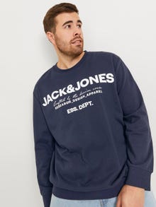 Jack & Jones Plus Size Bedrukt Sweatshirt met ronde hals -Navy Blazer - 12251054