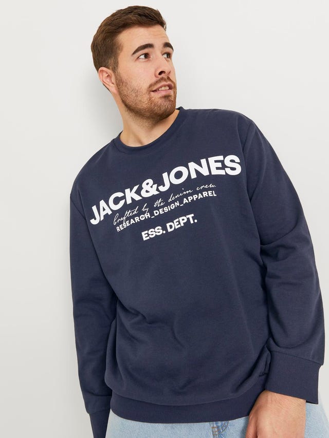 Jack & Jones Plus Size Printed Crewn Neck Sweatshirt - 12251054