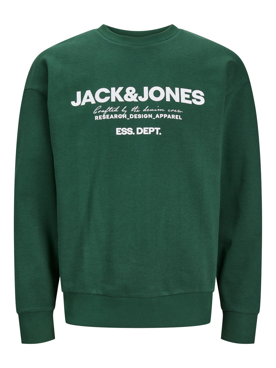 Jack & Jones Plus Size Felpa Girocollo Stampato -Dark Green - 12251054