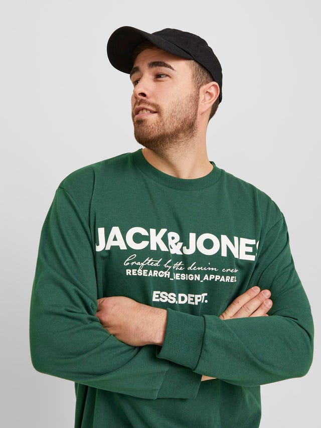 Jack & Jones Plus Size Printed Crew neck Sweatshirt - 12251054