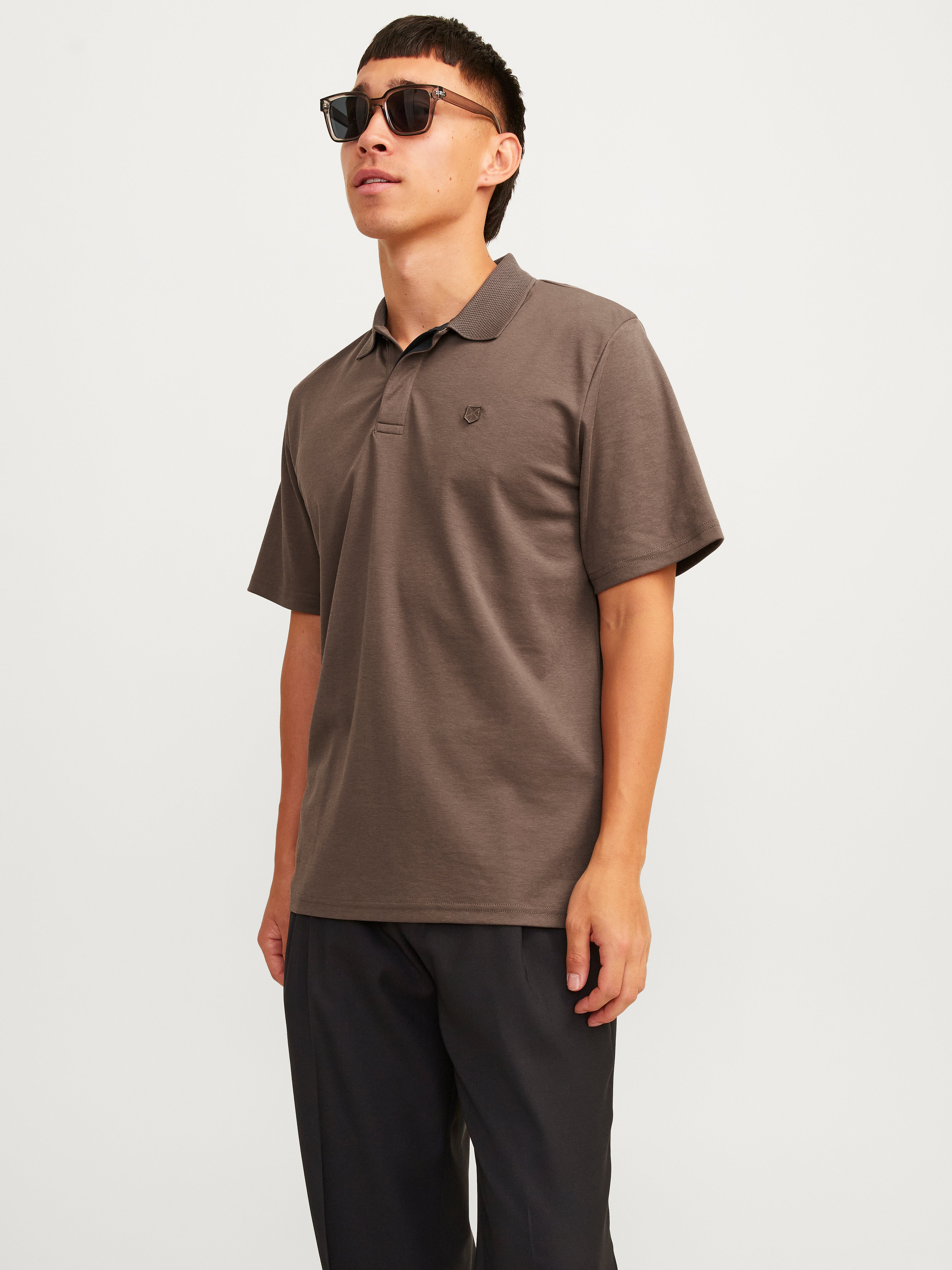 Einfarbig Hemdkragen Poloshirt