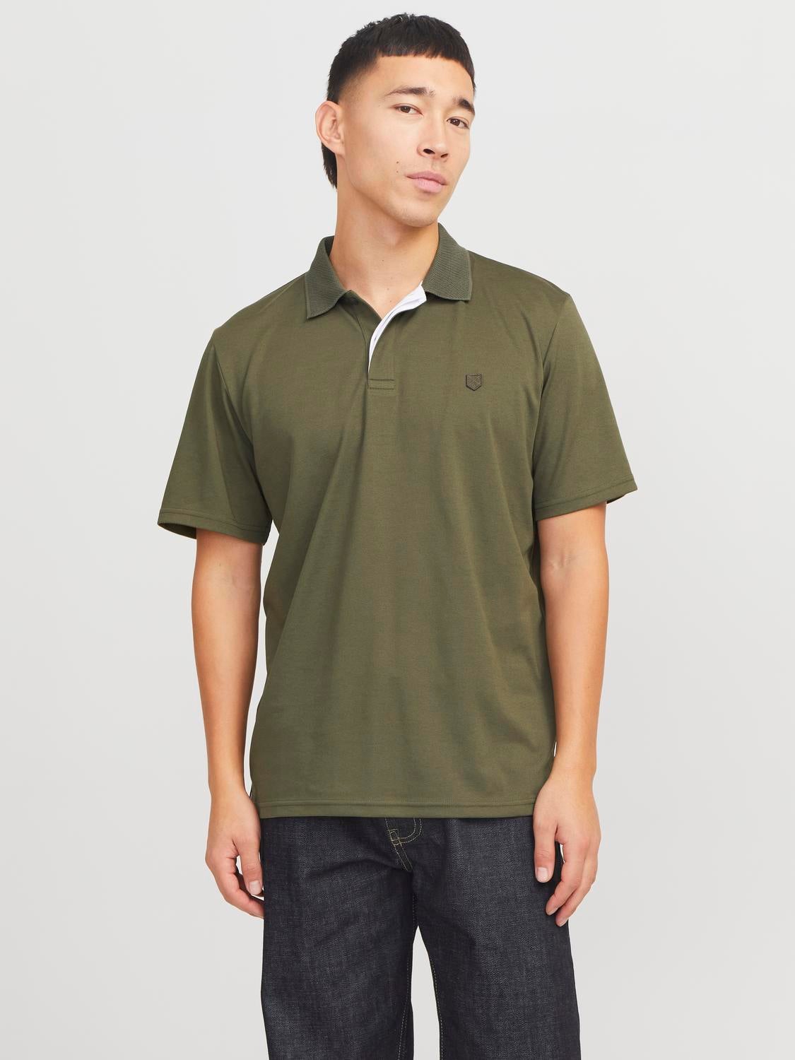 Einfarbig Hemdkragen Poloshirt