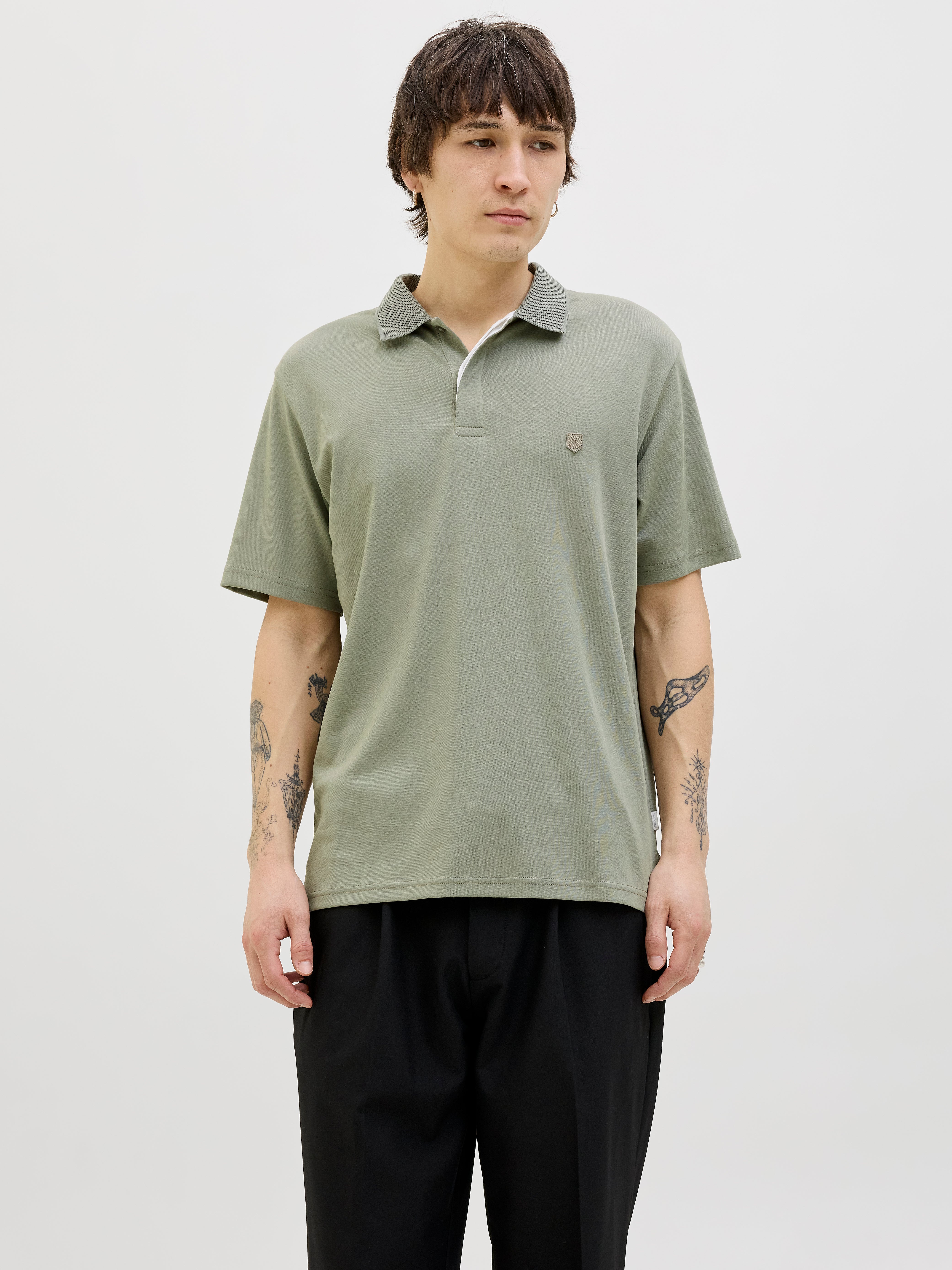 Einfarbig Poloshirt
