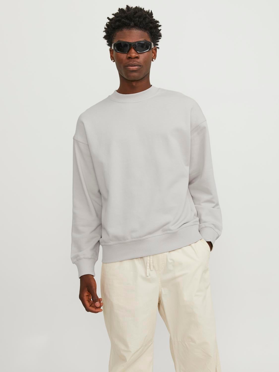 Plain Crewn Neck Sweatshirt Light Grey Jack Jones