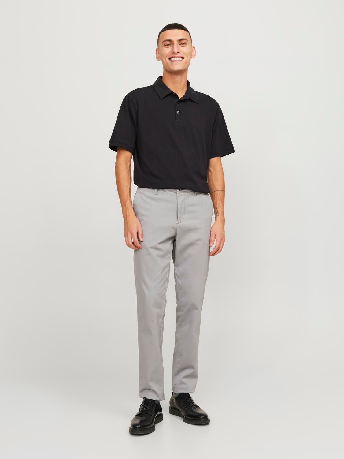 Grey polo hot sale black pants