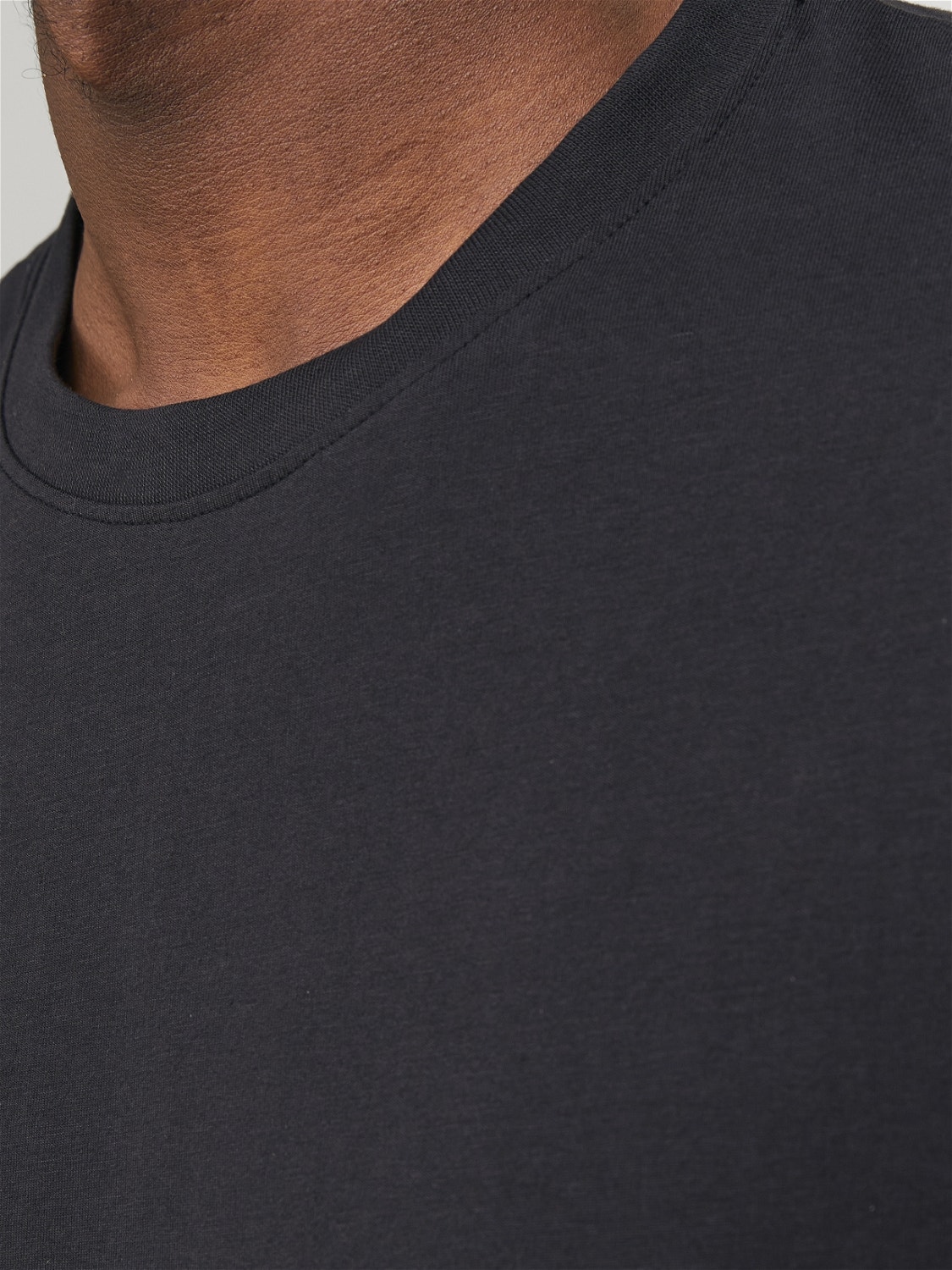 Jack & Jones T-shirt Liso Decote Redondo -Black Onyx - 12251351