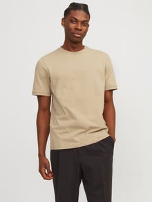 Jack & Jones Enfärgat Rundringning T-shirt -Travertine - 12251351